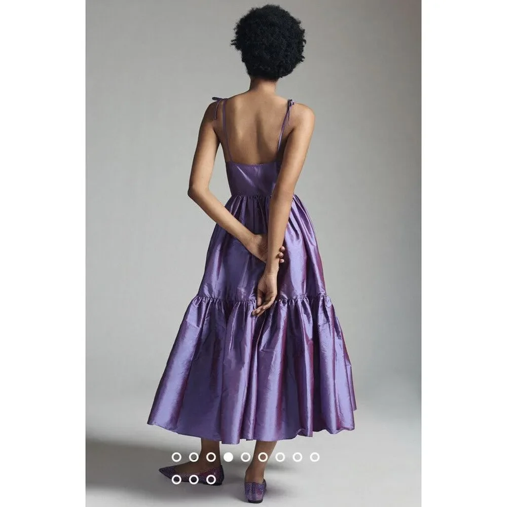 New Anthropologie Bloni Tiered Shine Dress Size Xxs - Picture 3 of 10